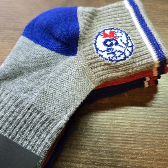 NBA 76ers 3 Pack Blue and Red Athletic Socks - Picture 3 of 3